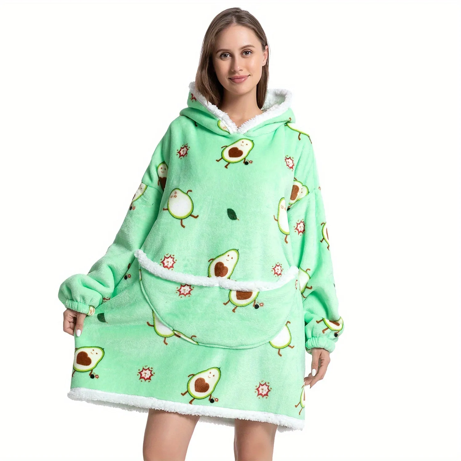 1pc Halloween Style Oversized Hoodie Wearable Blanket For Women Super Soft Warm Comfortable Giant Wearable Blanket Pullover Sleepwear For Women Men Adults With Big Pocket