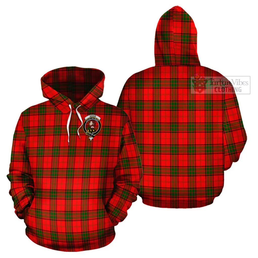 Adair Tartan Cotton Hoodie with Family Crest