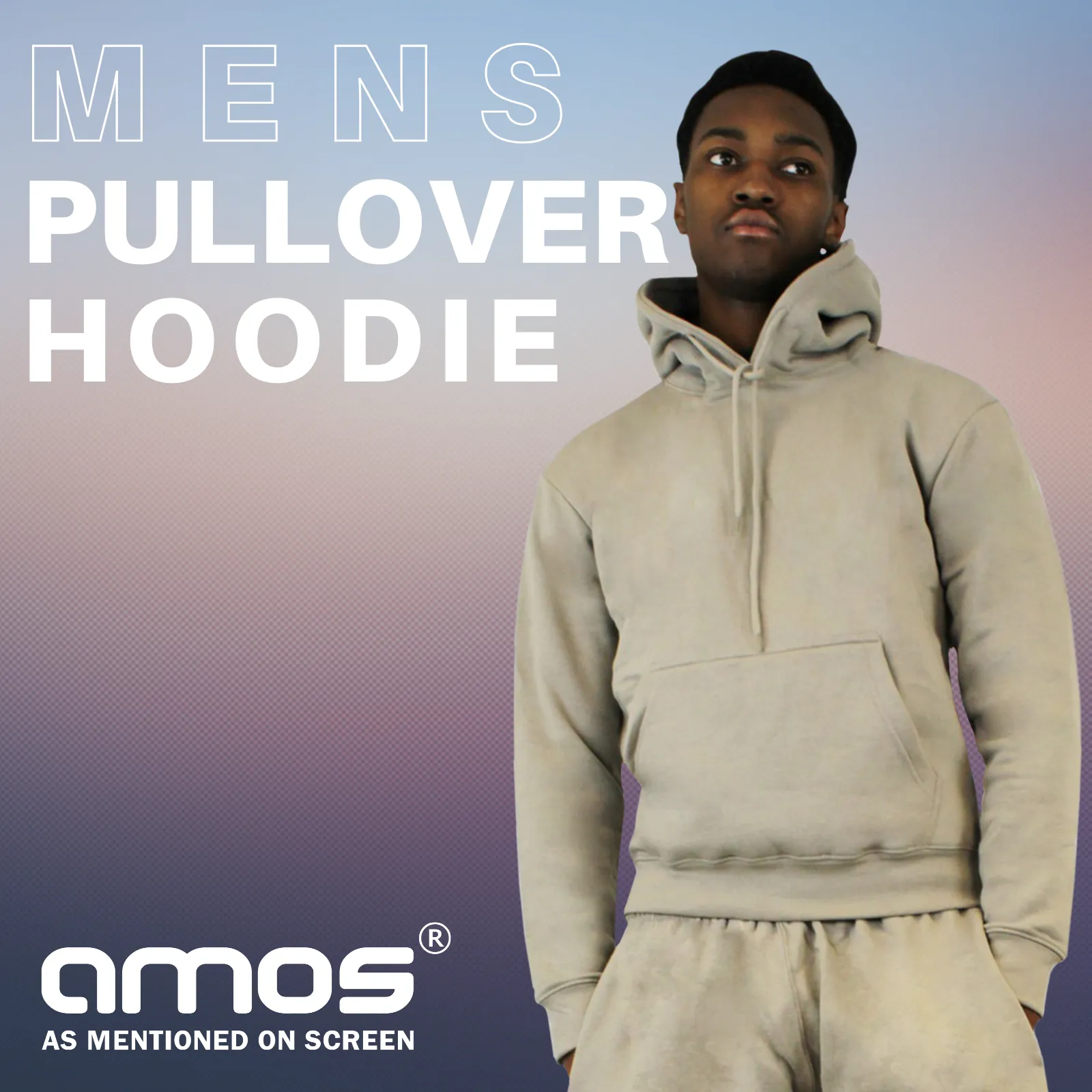 AMOS Mens Jersey Slim Fit Pullover Plain Casual Hoodie Hoody Sweatshirt XS - XXL