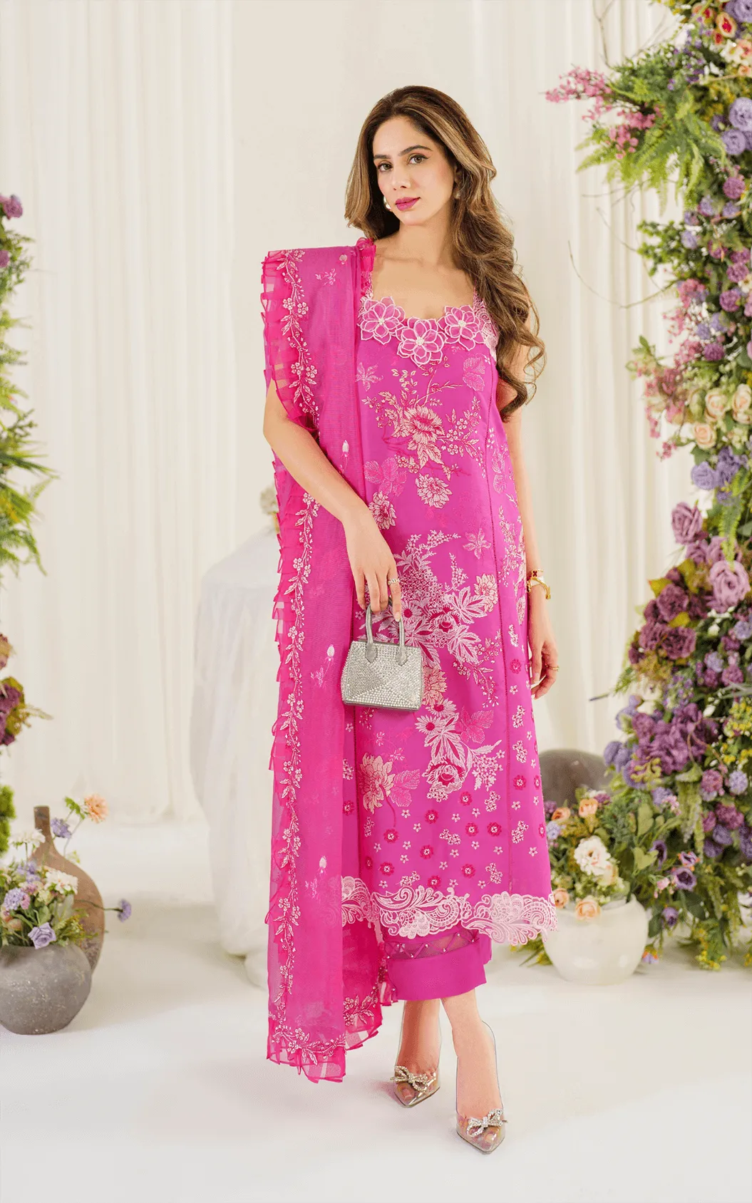 Asifa & Nabeel Pretty in Pink Luxury Lawn – Carnation (PP-2)