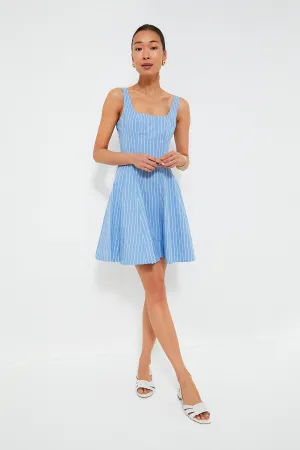 Azure Pinstripe Mini Wells Dress