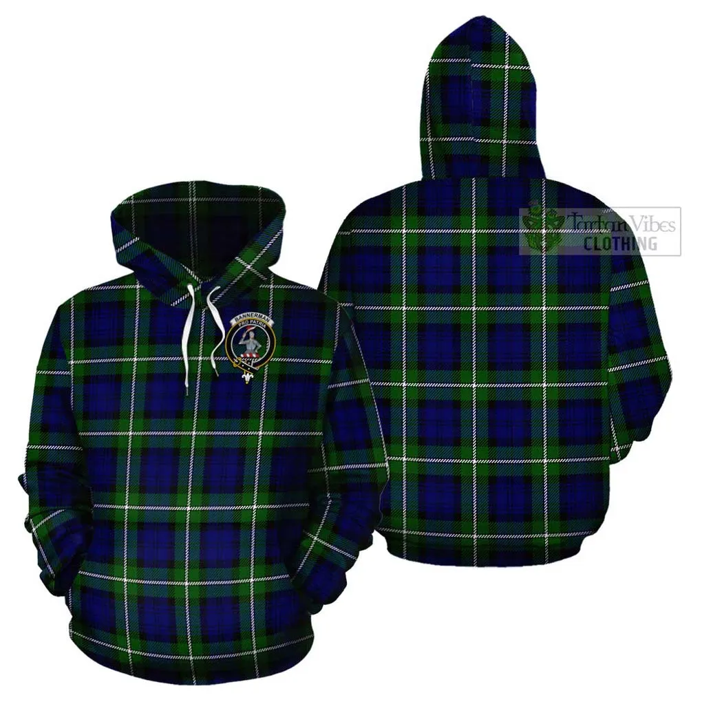 Bannerman Tartan Cotton Hoodie with Family Crest