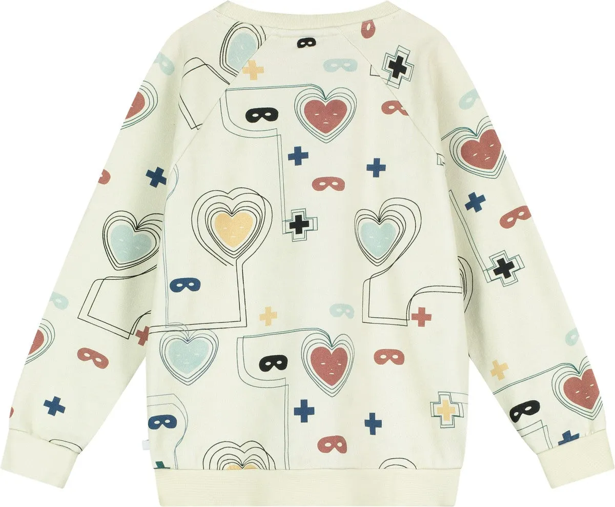 BEAU LOVES NATURAL HEARTS & MASKS LINES SWEATSHIRT