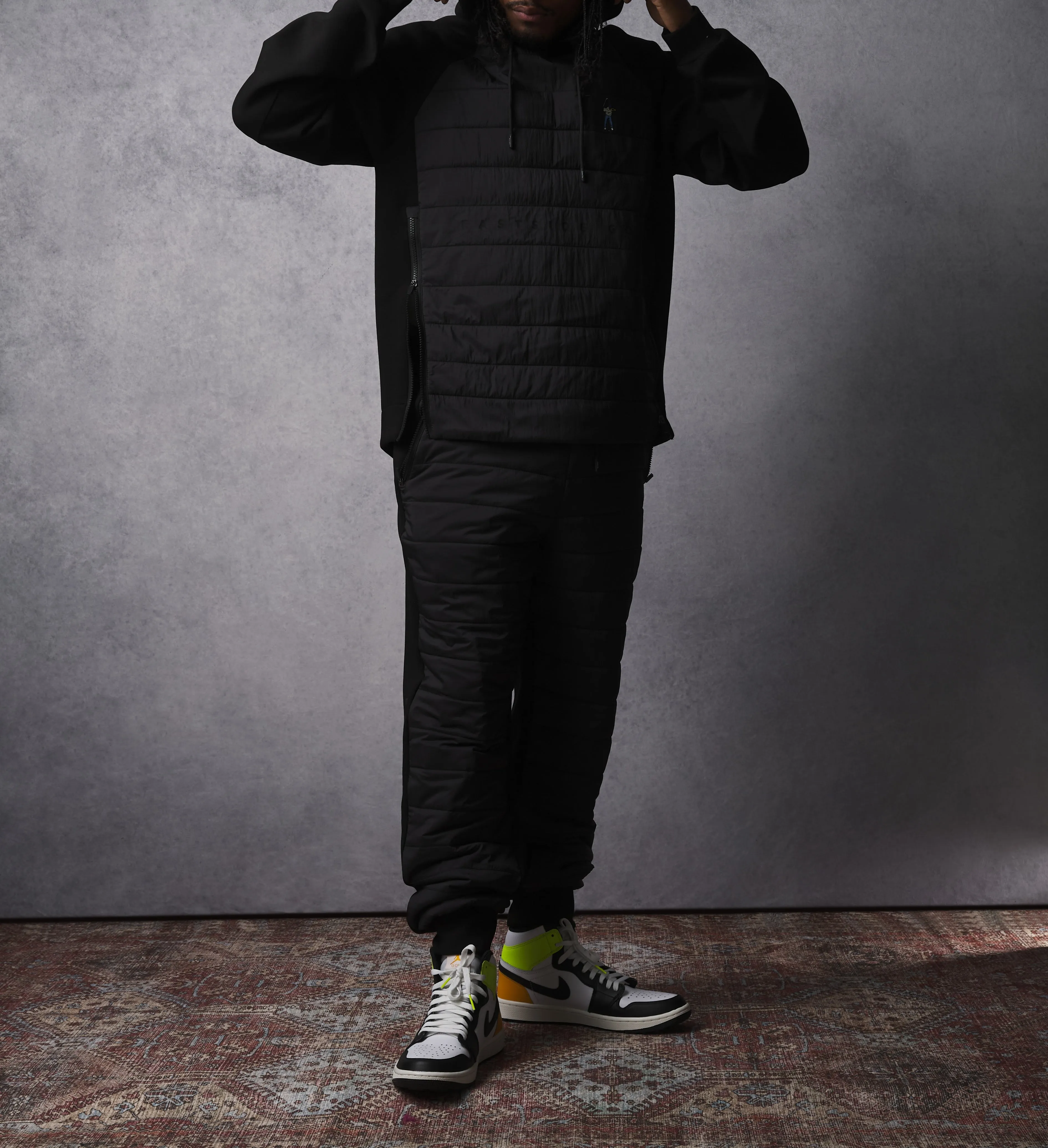 Black Puffer Swingman Suit Hoodie