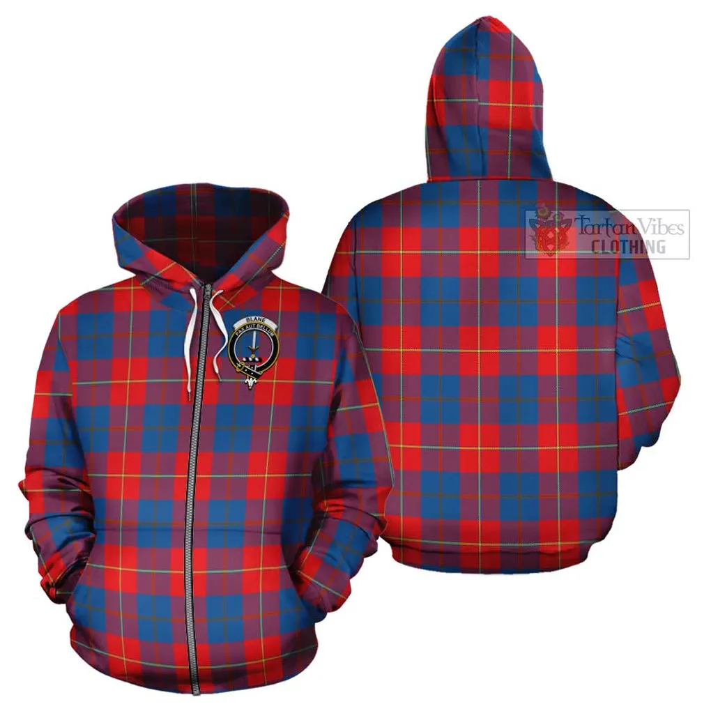 Blane Tartan Cotton Hoodie with Family Crest