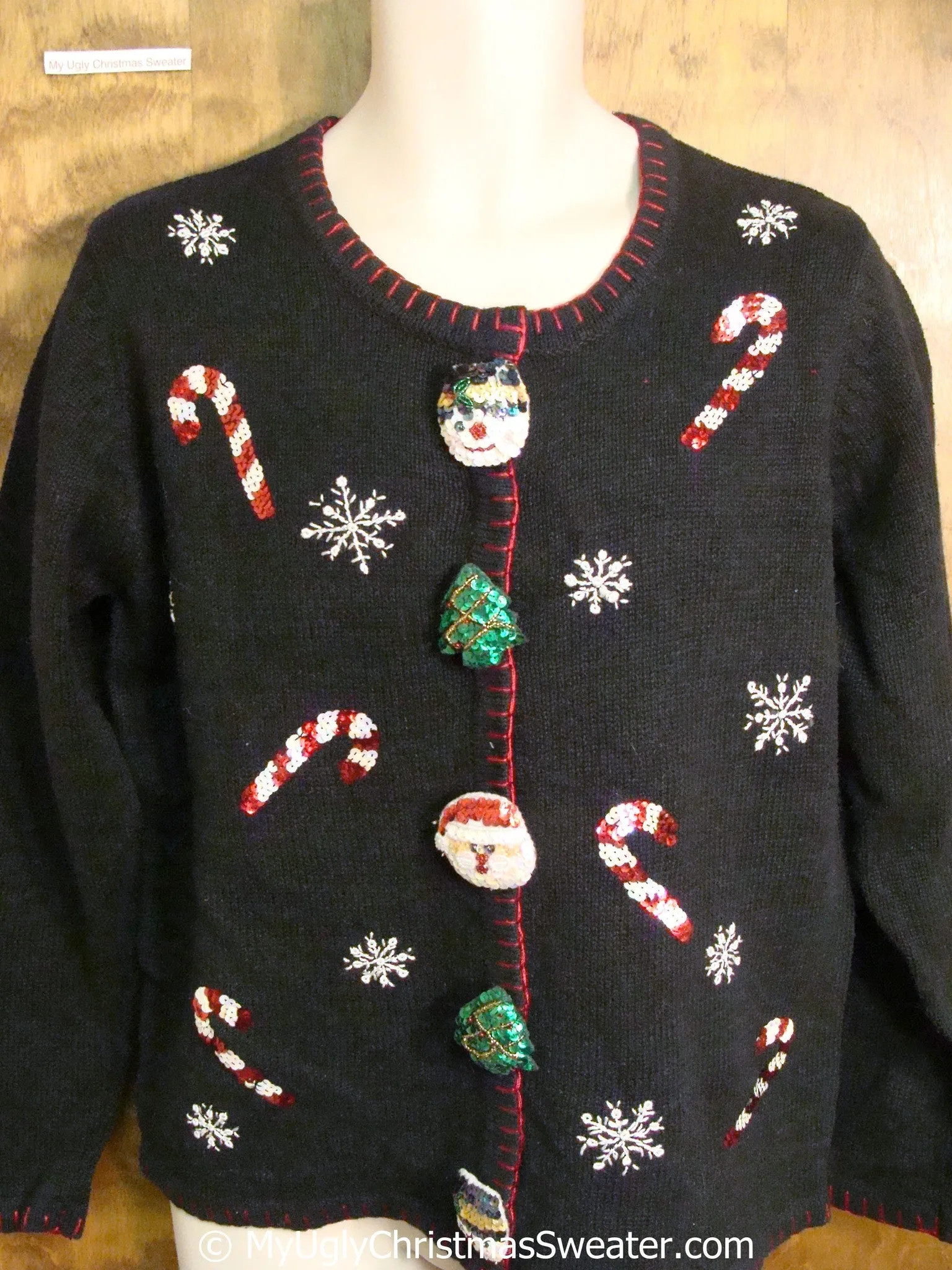 Bling Candycanes Ugly Christmas Sweater