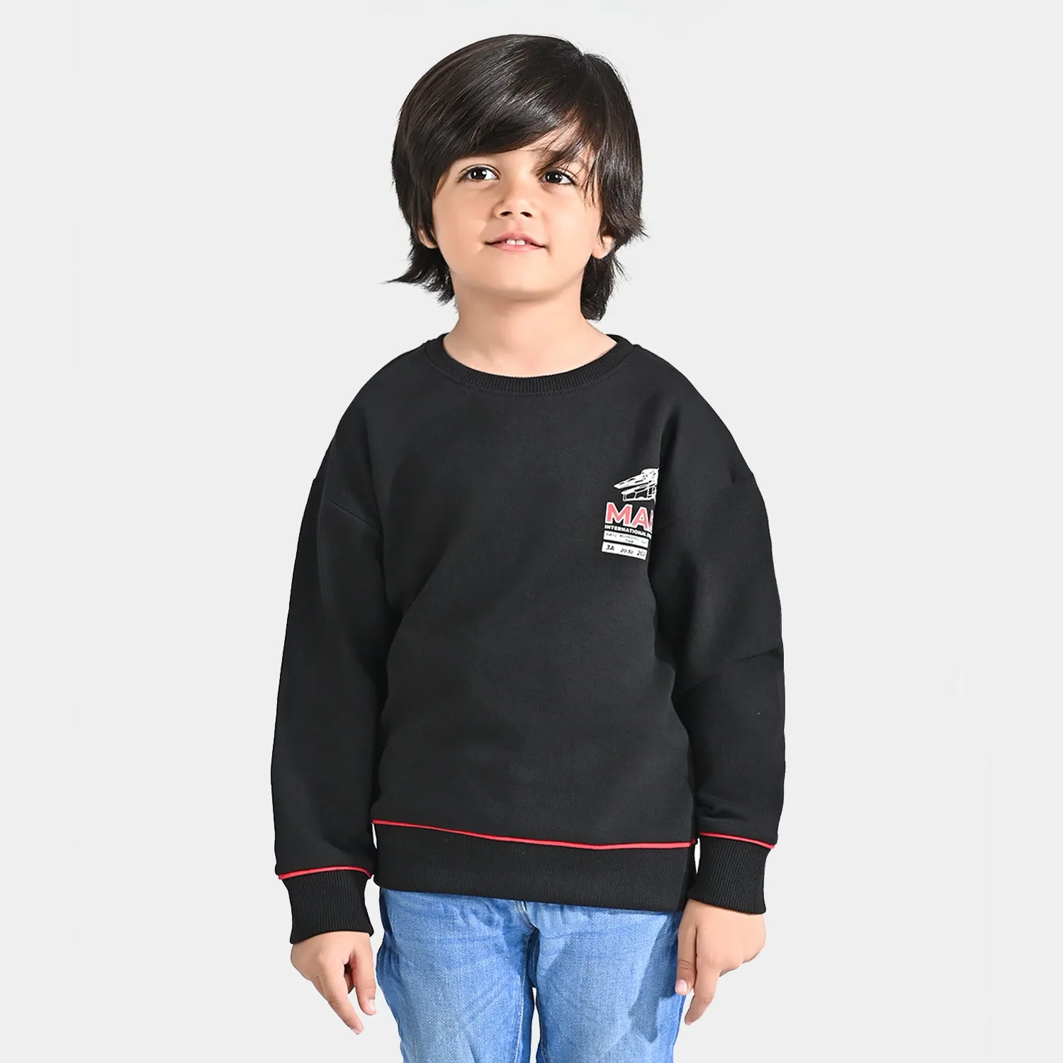 Boys Cotton Terry Sweatshirt Mars-Jet Black