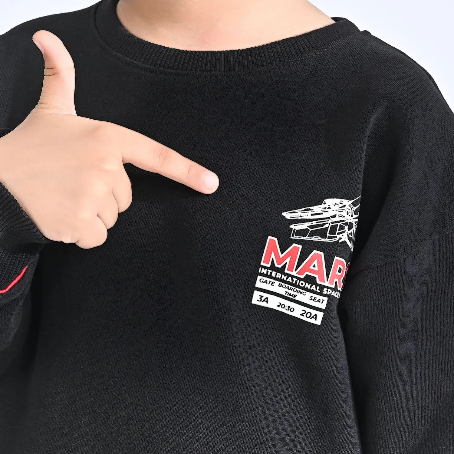 Boys Cotton Terry Sweatshirt Mars-Jet Black