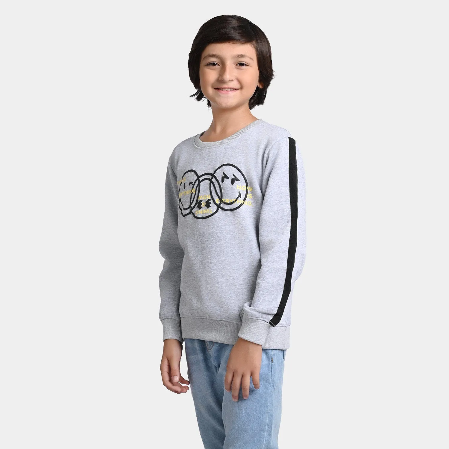 Boys Fleece Sweatshirt Loose Mock-GREY