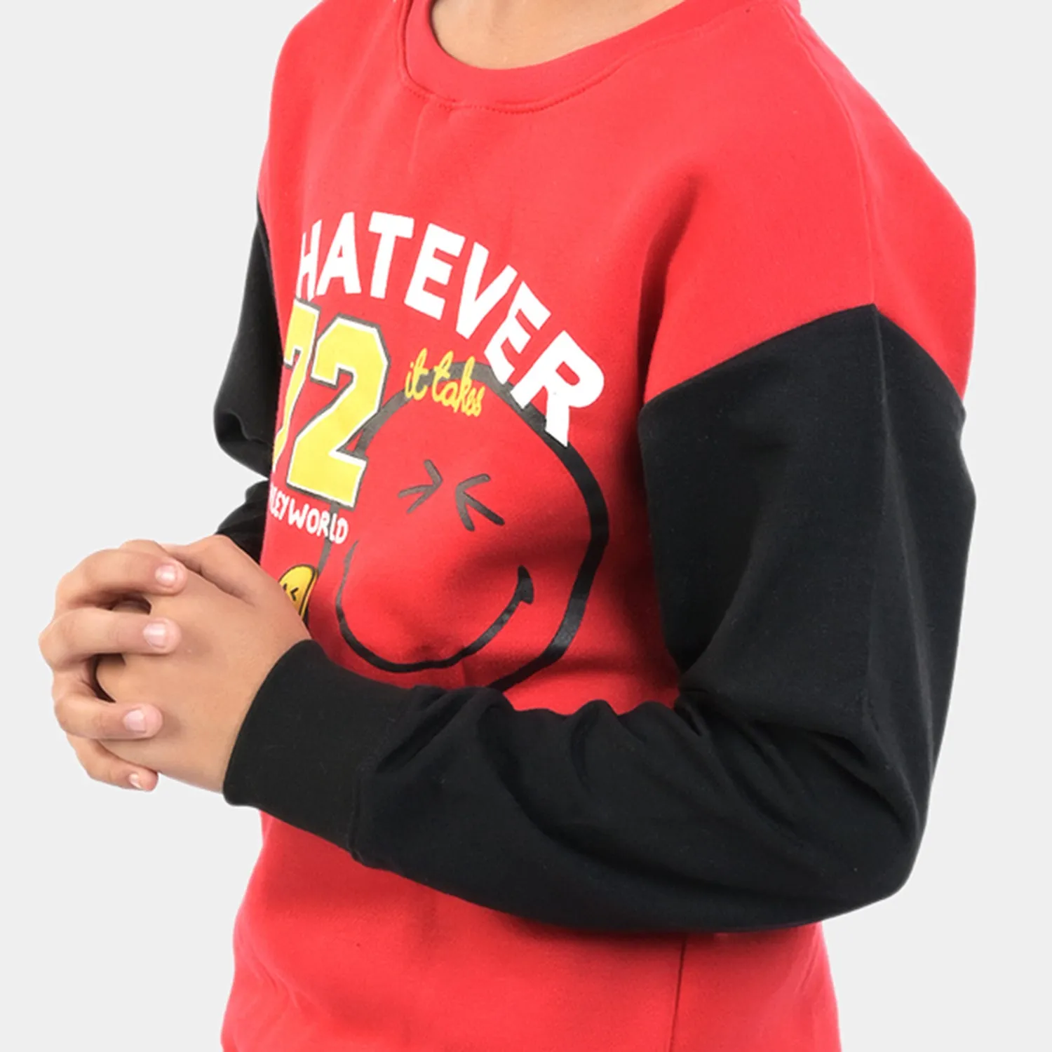 Boys Fleece Sweatshirt Whatever-Red