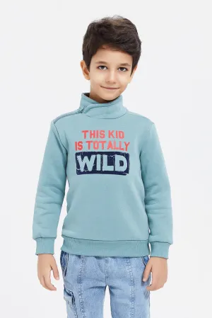 Boys Mint Printed Sweatshirt