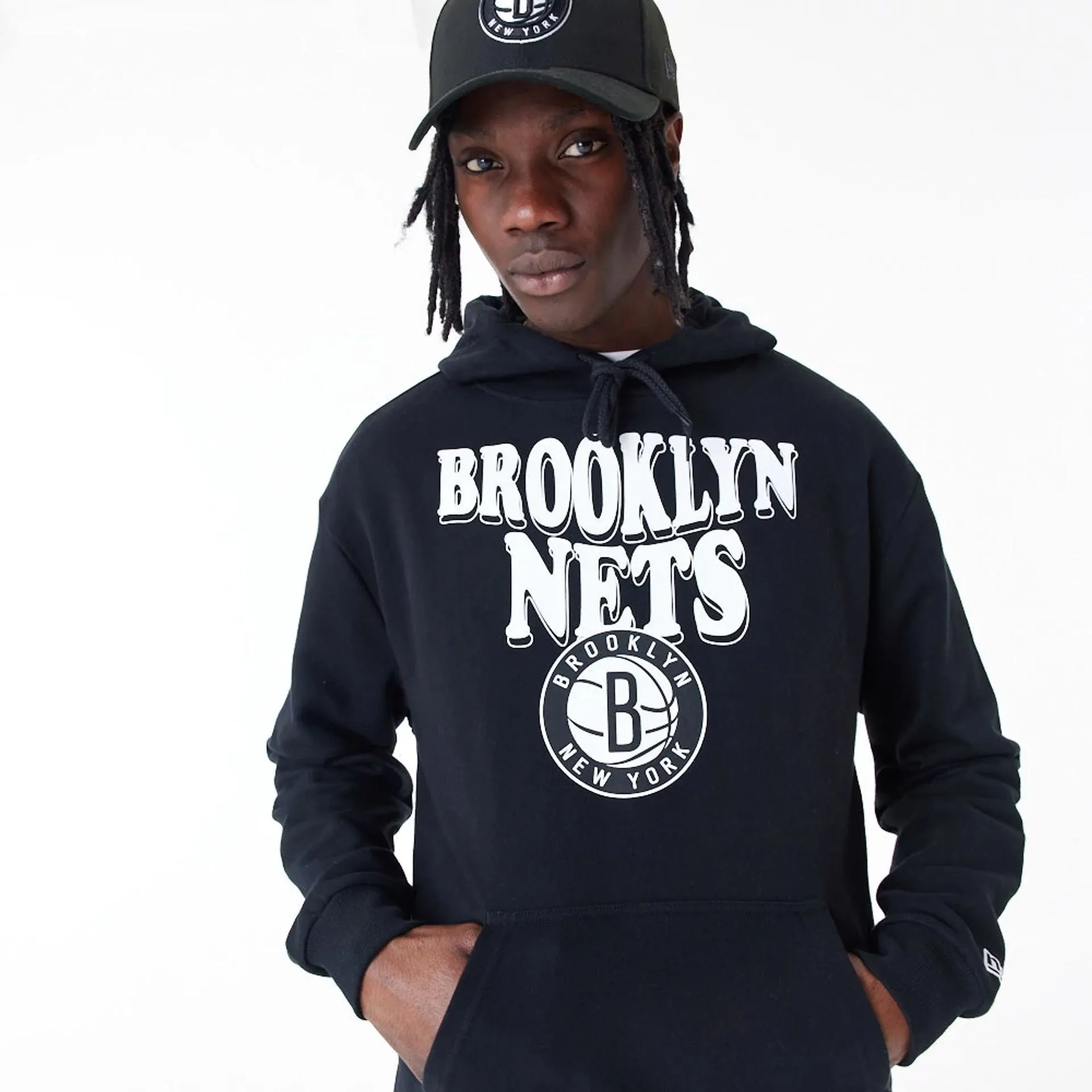 Brooklyn Nets NBA Script Black Oversized Pullover Hoodie