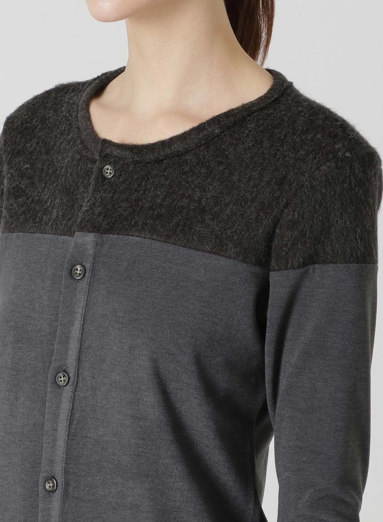 BRUSHED JERSEY PANELED CARDIGAN