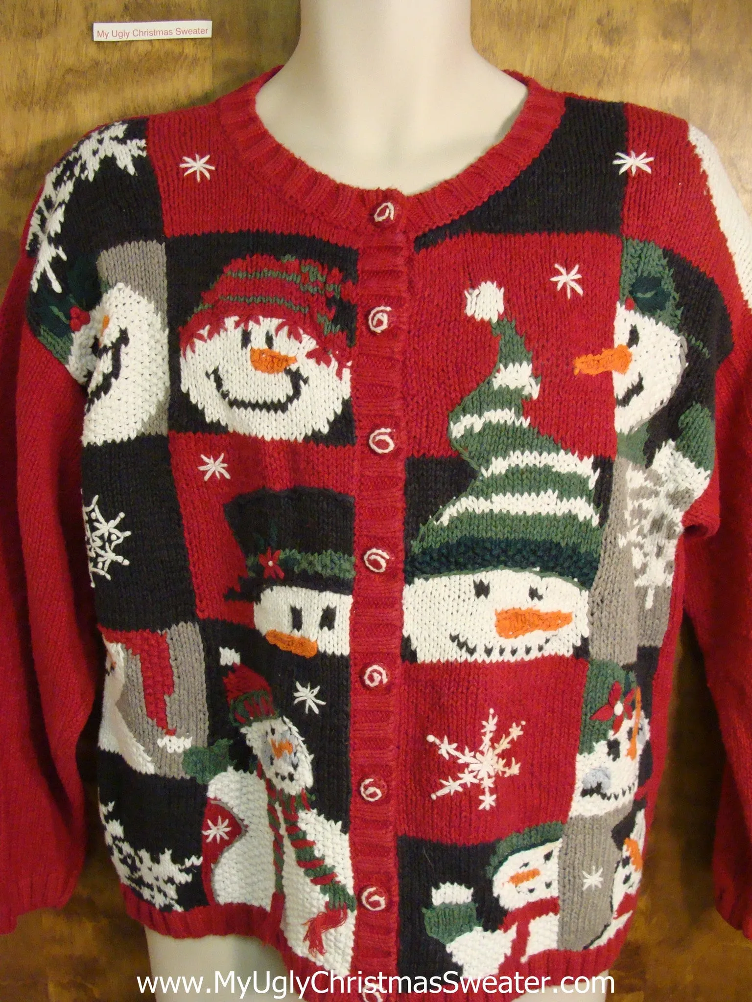 Carrot Nosed Snowmen 80s Holiday Sweater