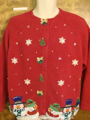 Carrot Nosed Snowmen Cheap Ugly Christmas Sweater