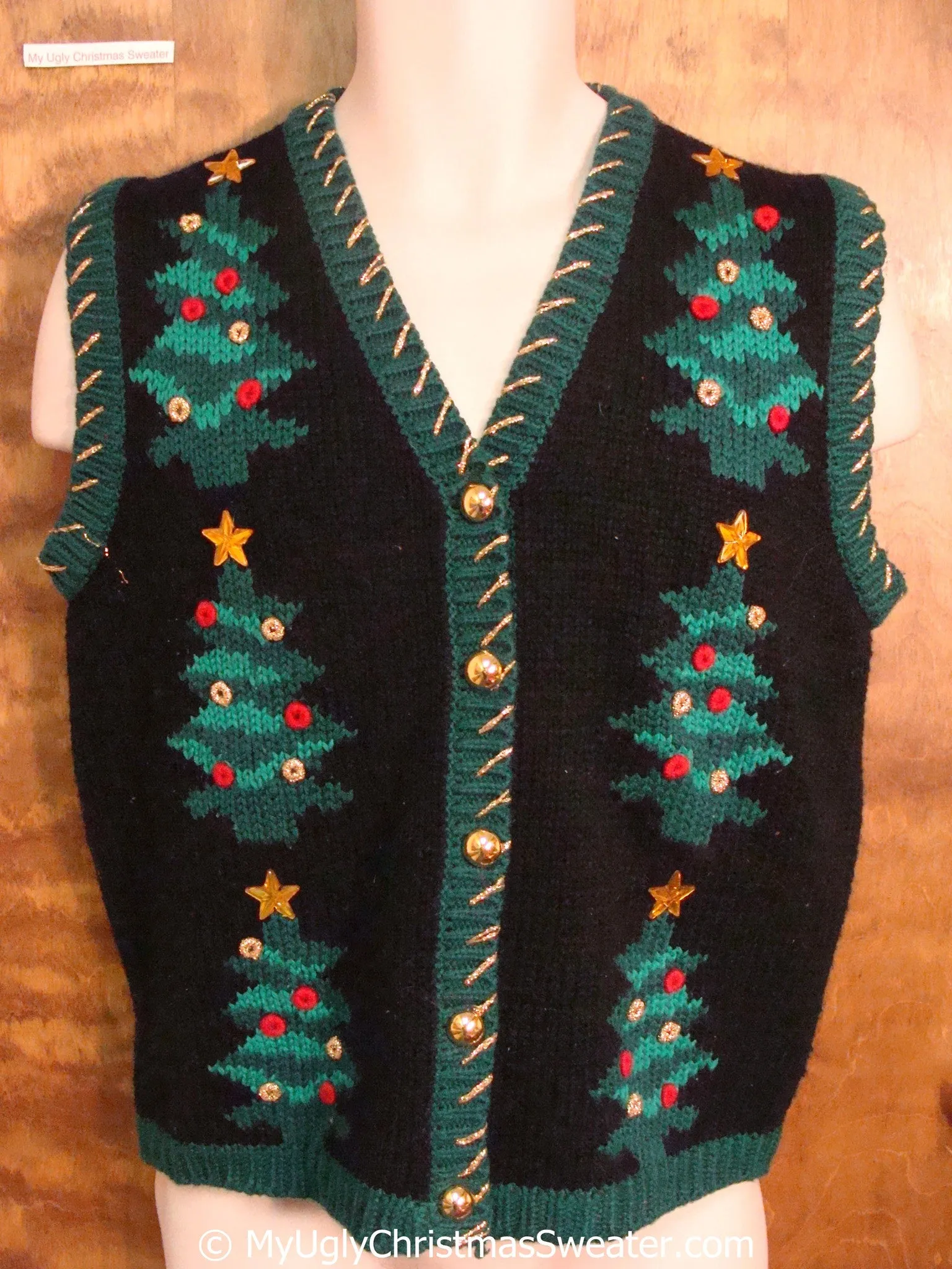 Cheap Christmas Sweater Vest with Trees