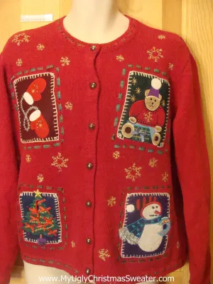 Cheesy Christmas Jumper Sweater Crafty Patchwork Cuteness