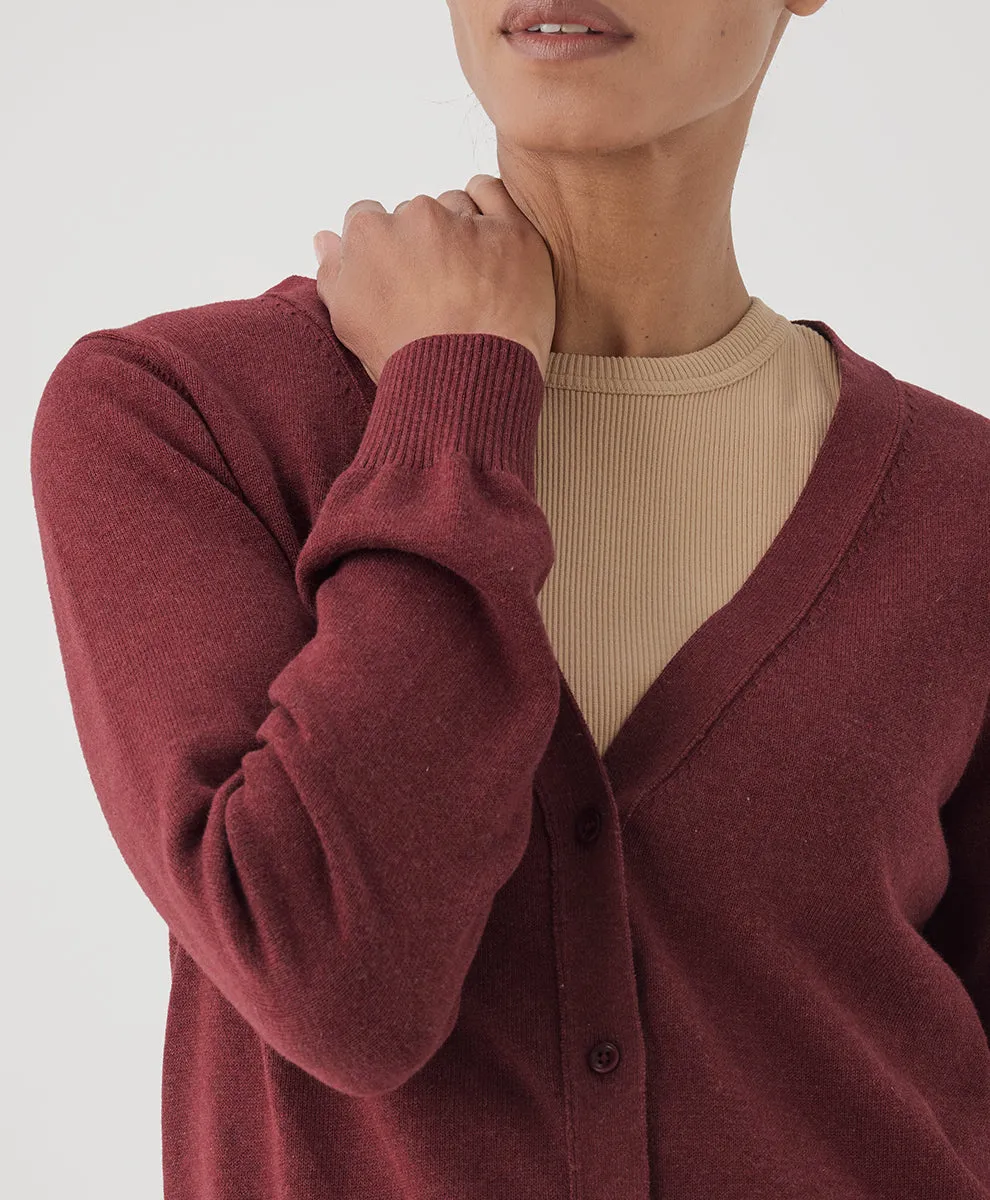 Classic Fine Knit Cardigan - Pomegranate Heather