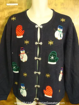 Colorful Snowmen and Mittens Bad Christmas Sweater