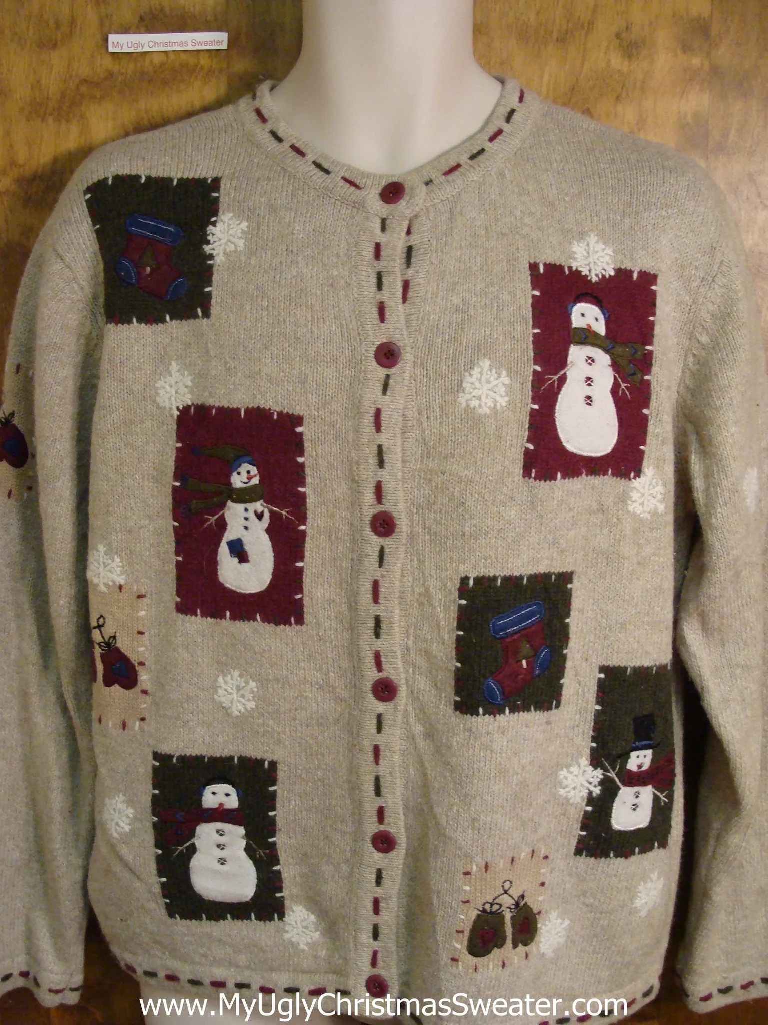 Crafty Patches of Snowmen Holiday Sweater