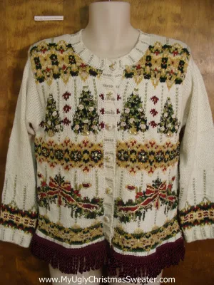 Cute Christmas Sweater 80s Green and Gold