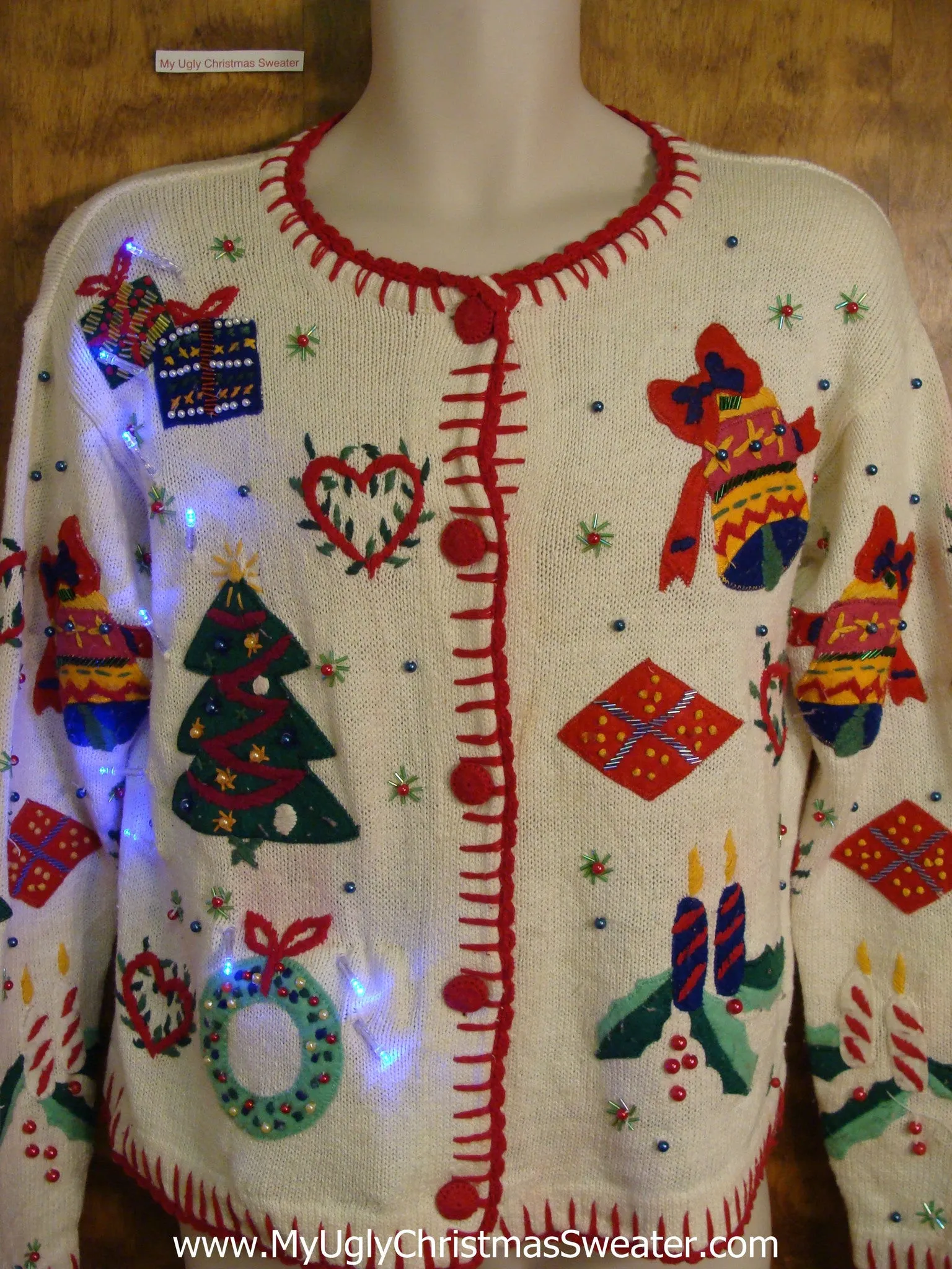 Festive 80s Colorful Light Up Cheesy Christmas Sweater