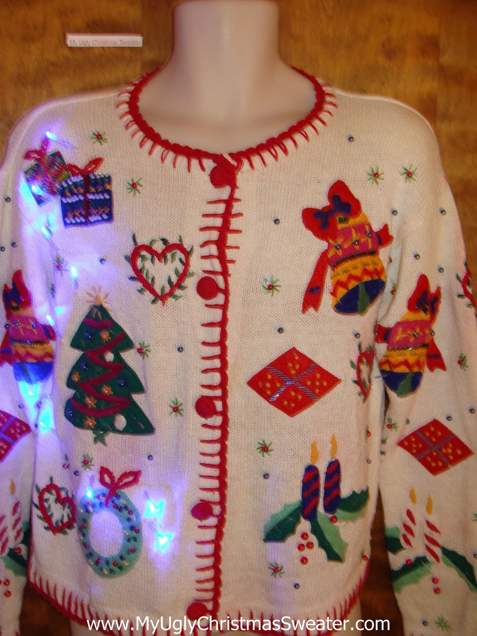 Festive 80s Colorful Light Up Cheesy Christmas Sweater