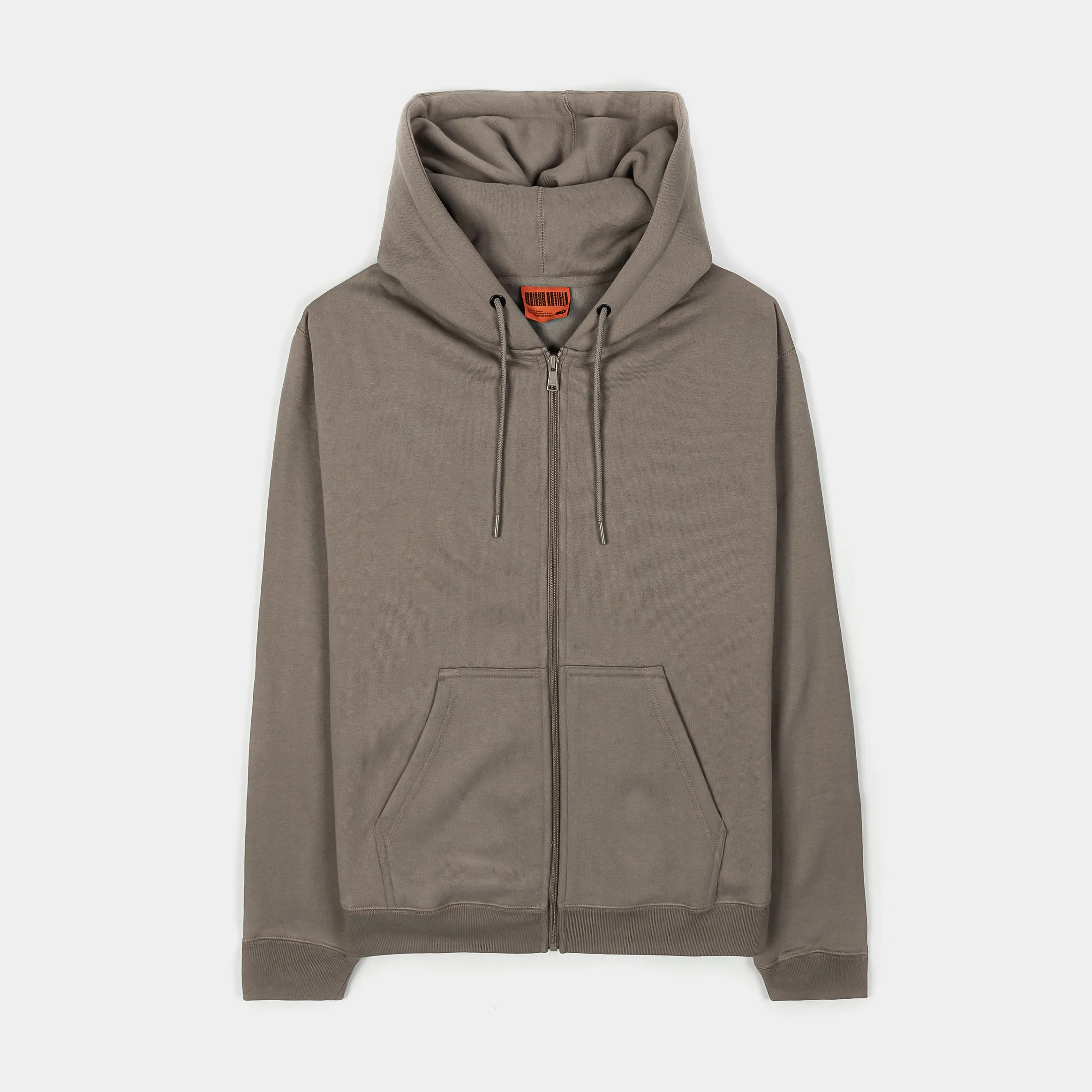 Fleece Full Zip Up Mens Hoodie (Taupe)