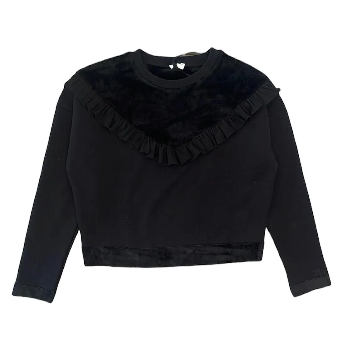 Girls Black Velour Sweatshirt