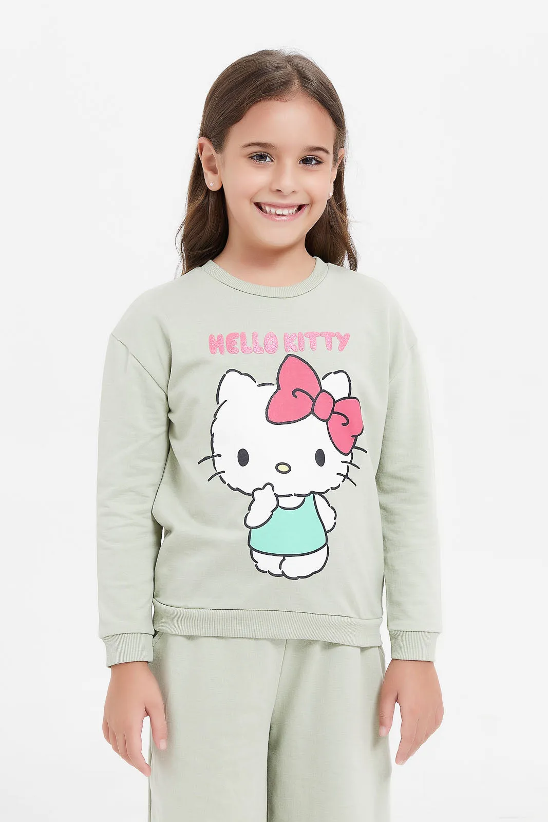 Girls Mint Hello Kitty Print Sweatshirt