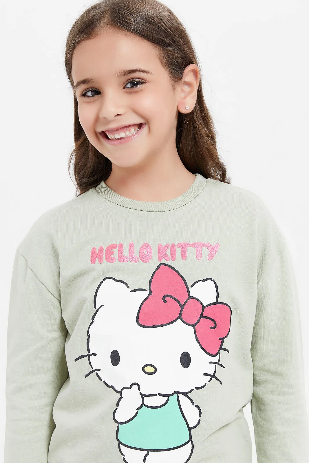 Girls Mint Hello Kitty Print Sweatshirt