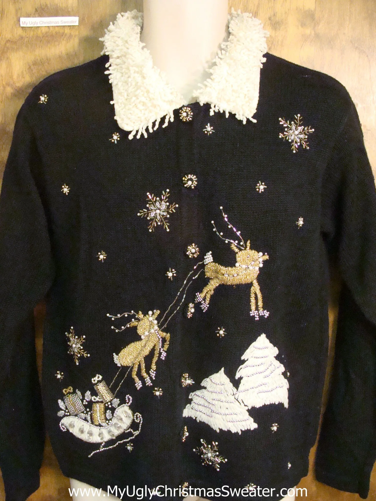 Gold Reindeer Cheesy Christmas Sweater