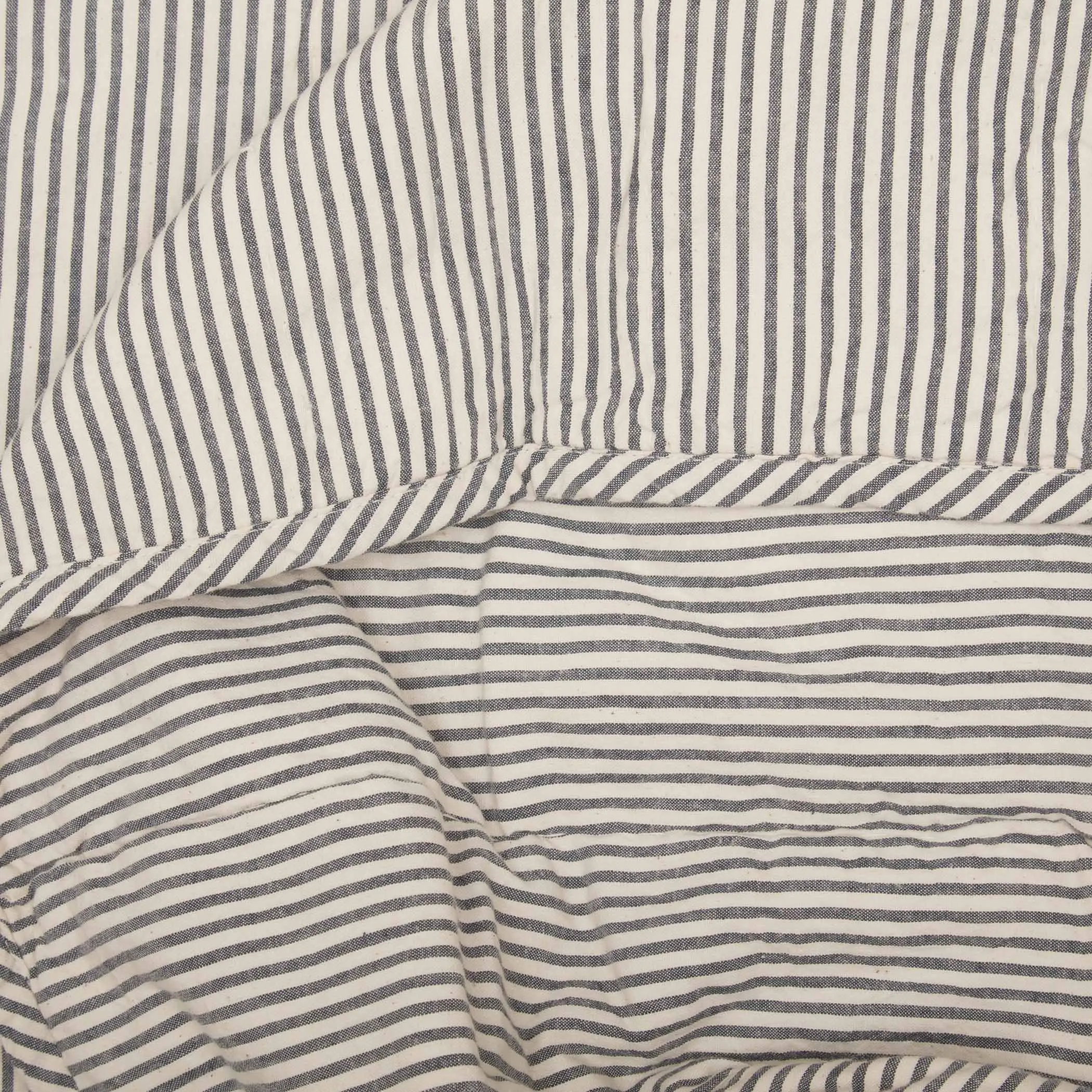 Hatteras Seersucker Blue Ticking Stripe Twin Quilt Coverlet 68Wx86L