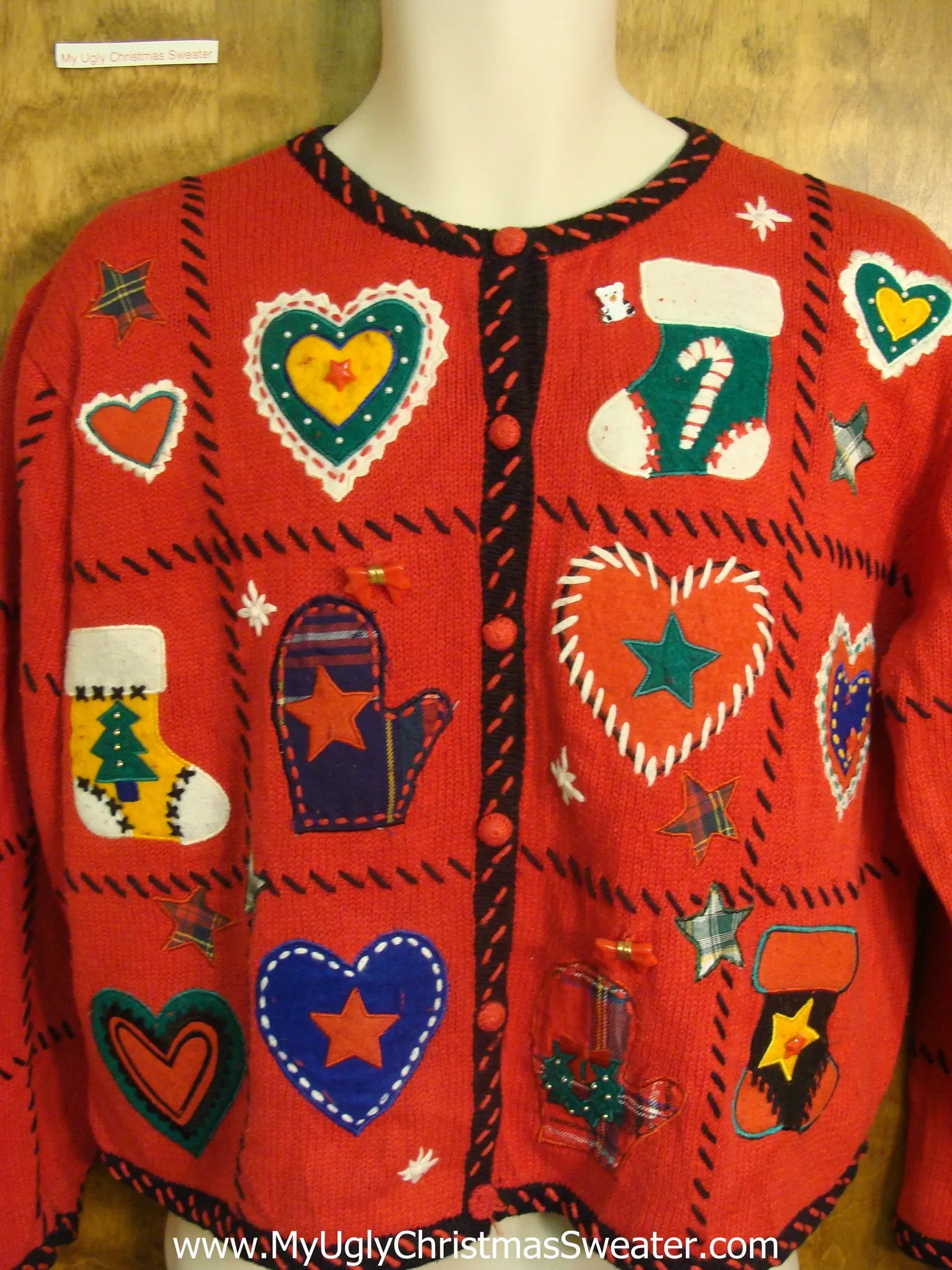 Hearts with Mittens and Stockings Bad Christmas Sweater