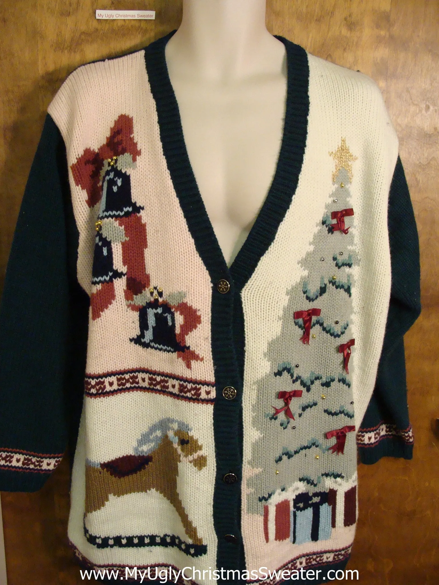 Horrible 80s Horse and Tree Funny Christmas Sweater