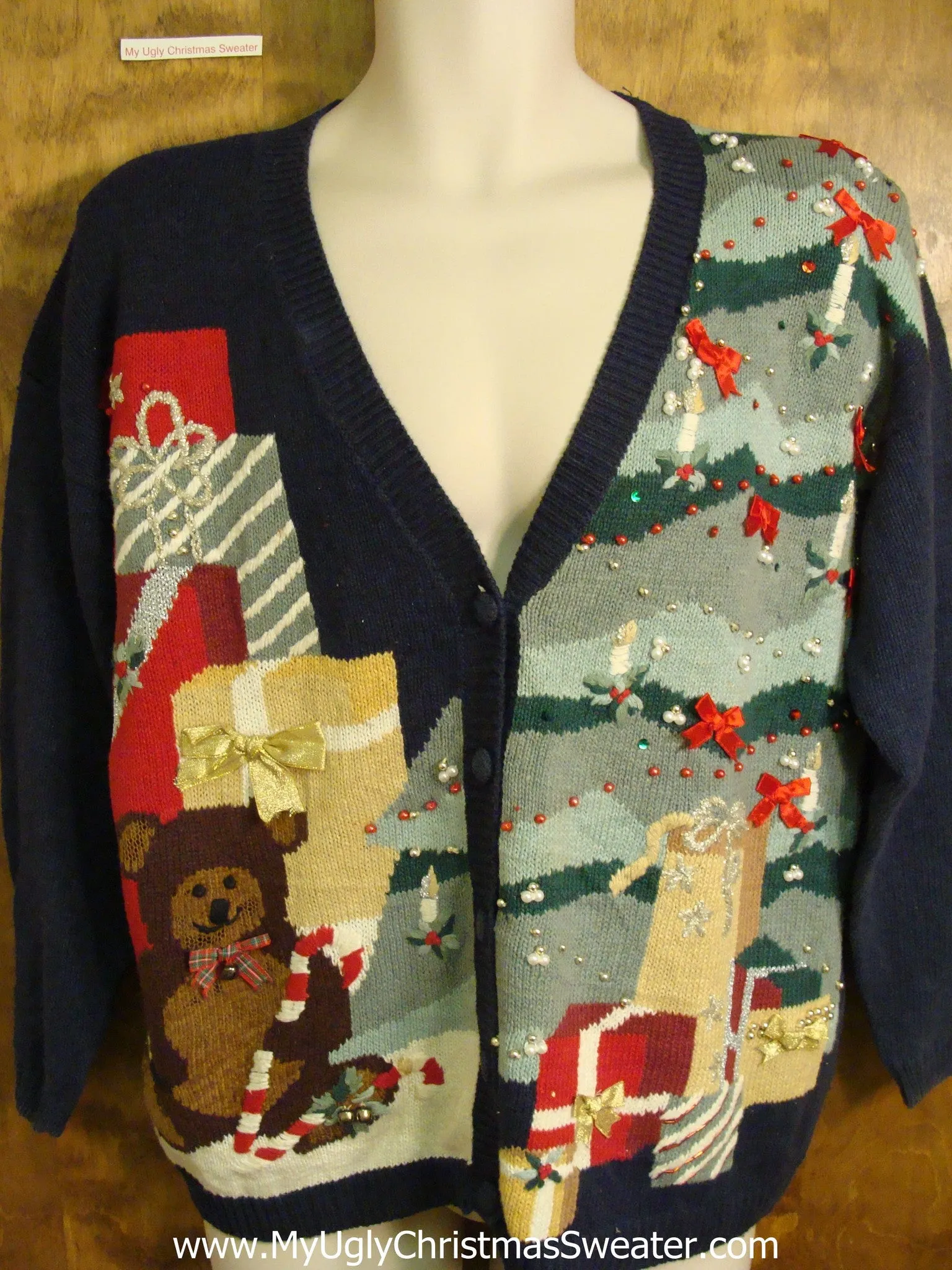 Huge Tree and Bear Holiday Sweater