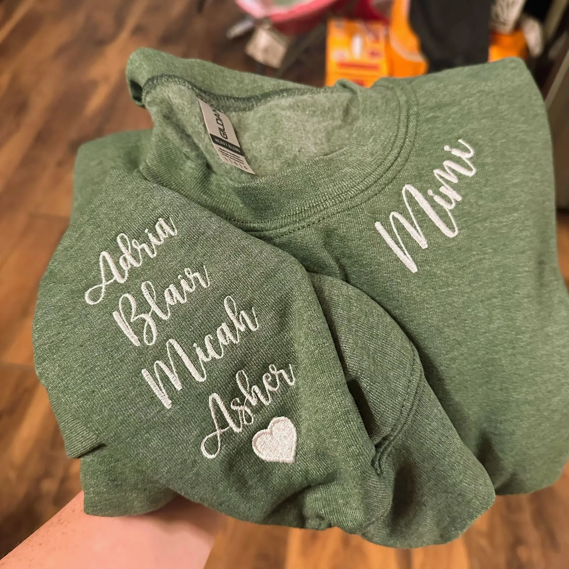 I Wear My Heart On My Sleeve Sweatshirt - Embroidered Gift for Mom