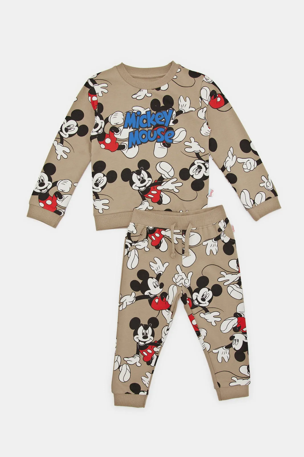 Infant Boys Cream Printed Jog Suit (2 Piece)