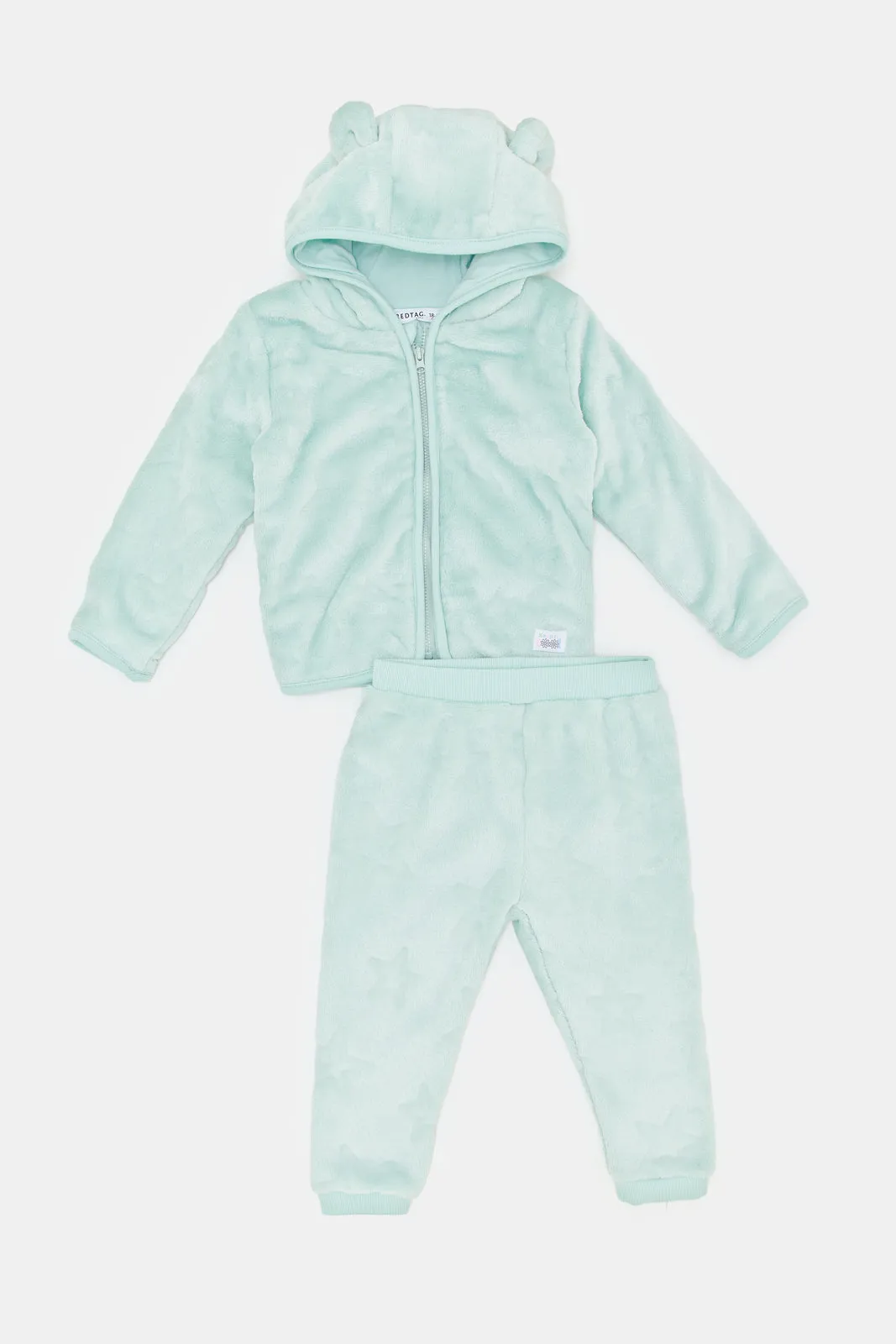 Infant Girls Blue Hooded Jog Suit (2 Piece)