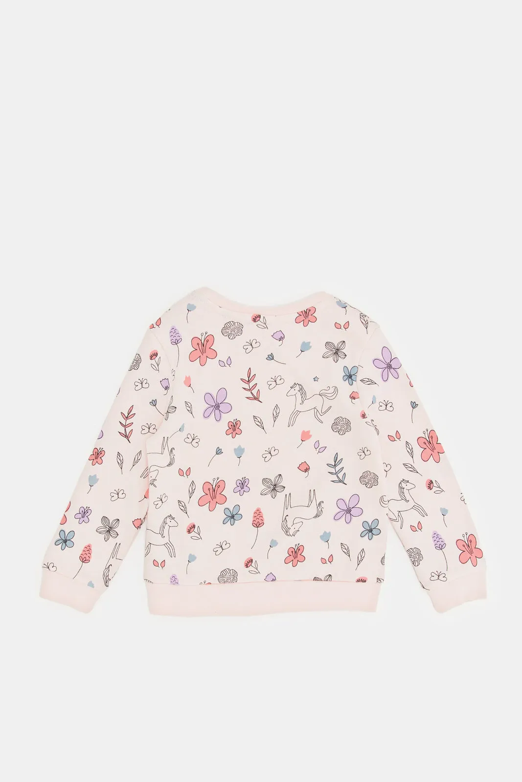 Infant Girls Pink Floral Print Sweatshirt