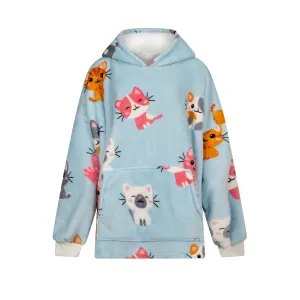 Kitties Fleece Oversized Blanket Hoodie