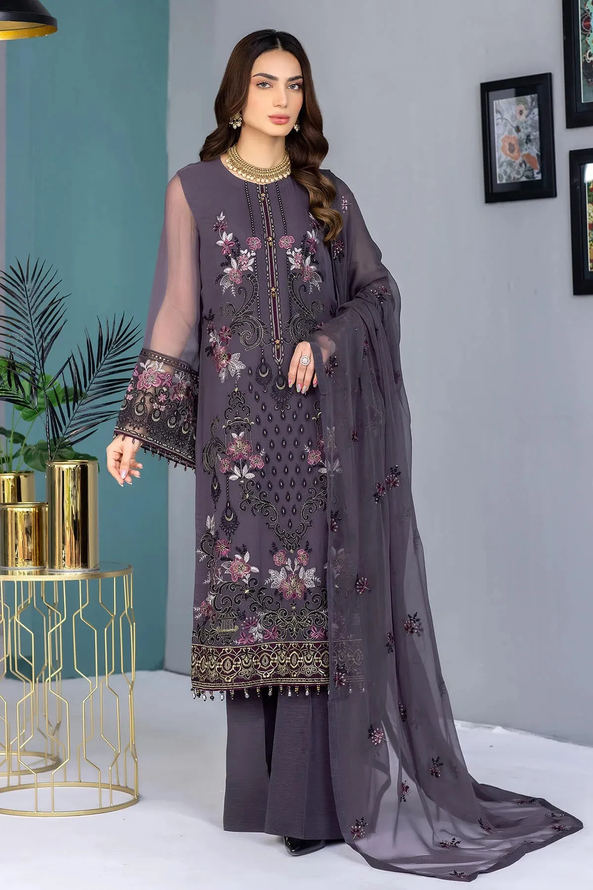 Kuch Khas by Flossie Unstitched 3 Piece Chiffon Vol-13 Collection'2023-K-1308