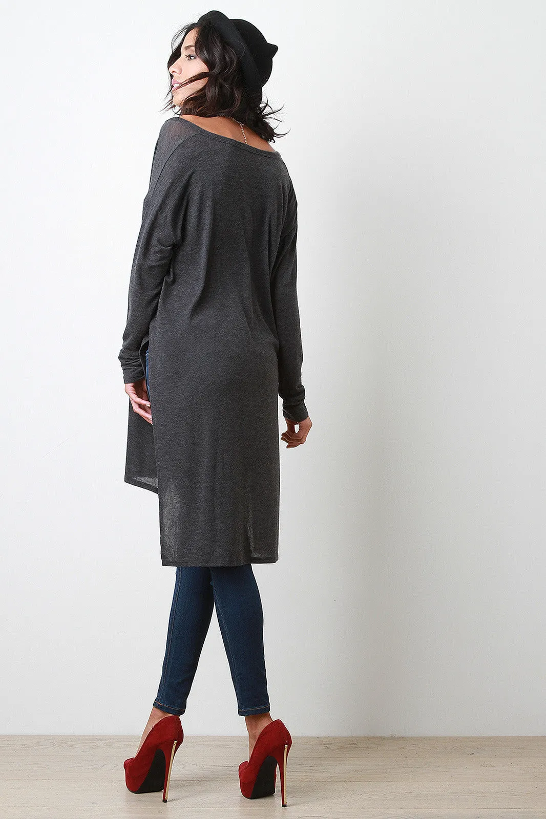 Longline Button-up Cardigan Top