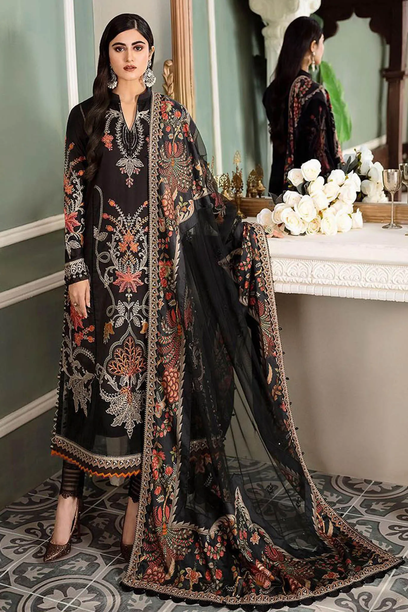 Maria B Sateen Unstitched 3 Piece Embroidered Collection'2023-CST-605