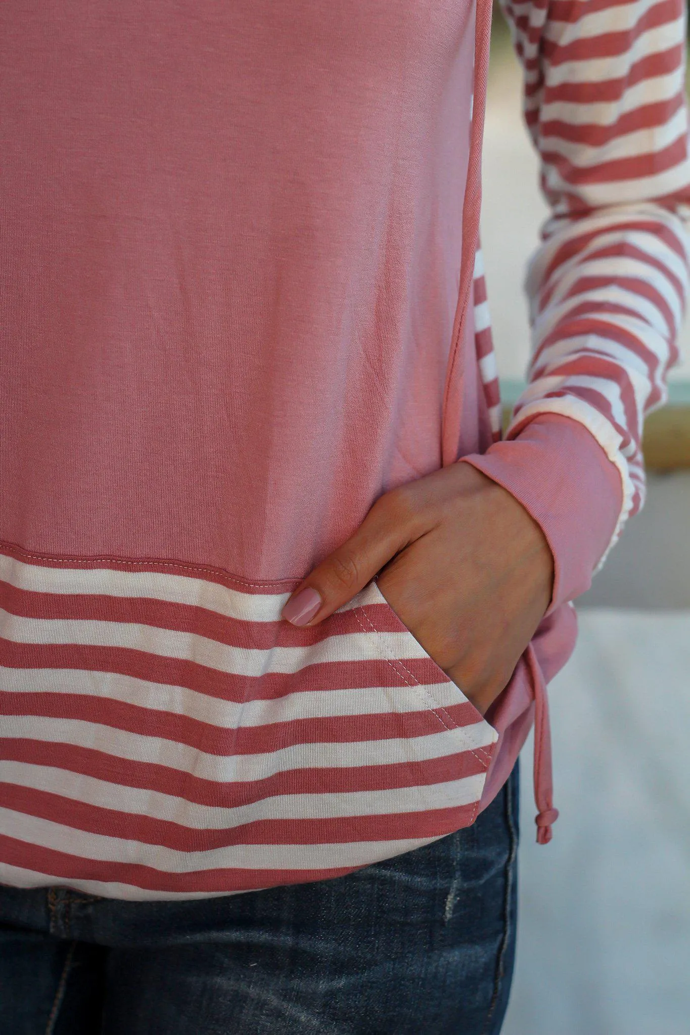 Mauve Striped Hoodie