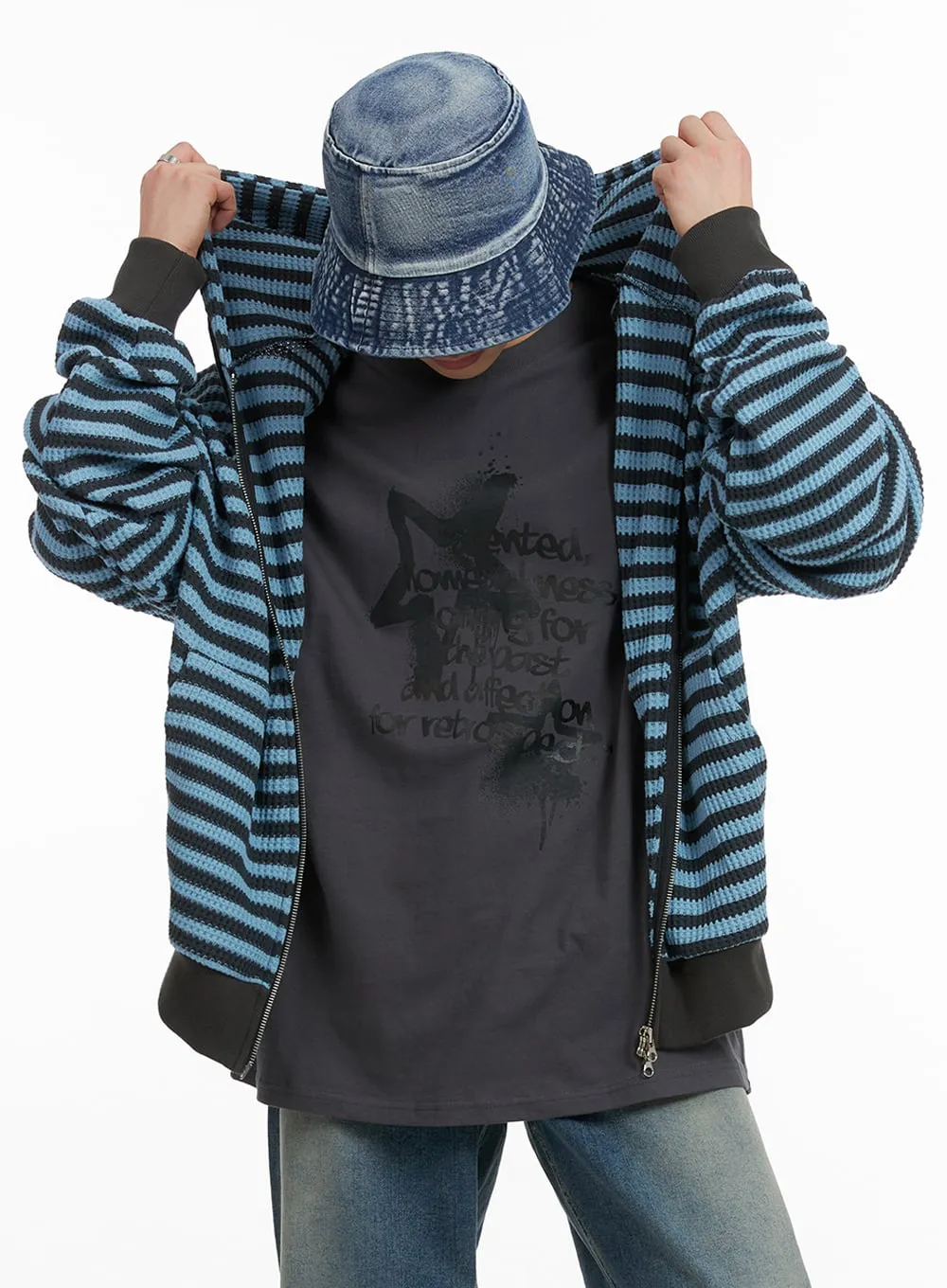 Men's Striped Hoodie Jacket IA401