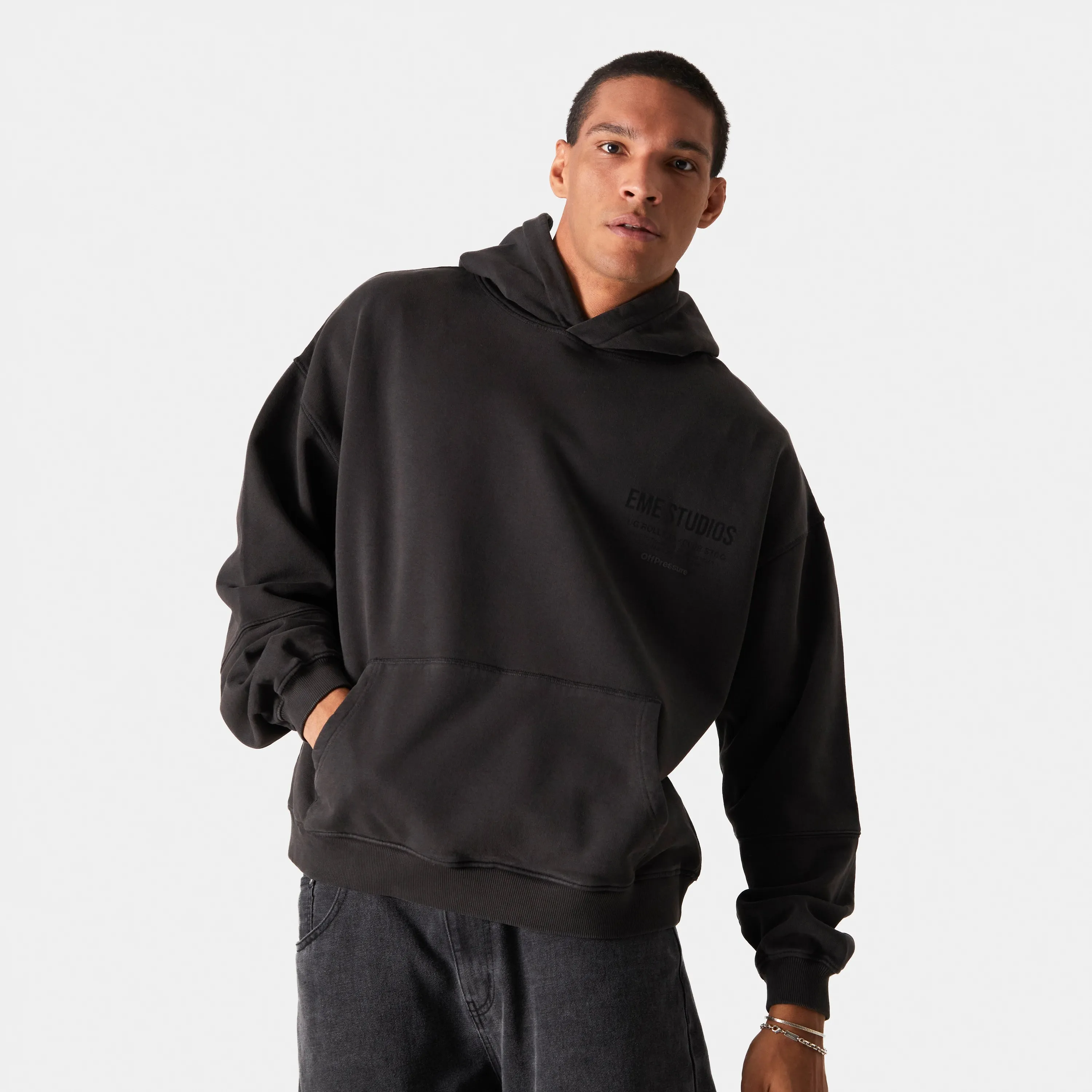 Off Pressure Ebony Oversized Hoodie