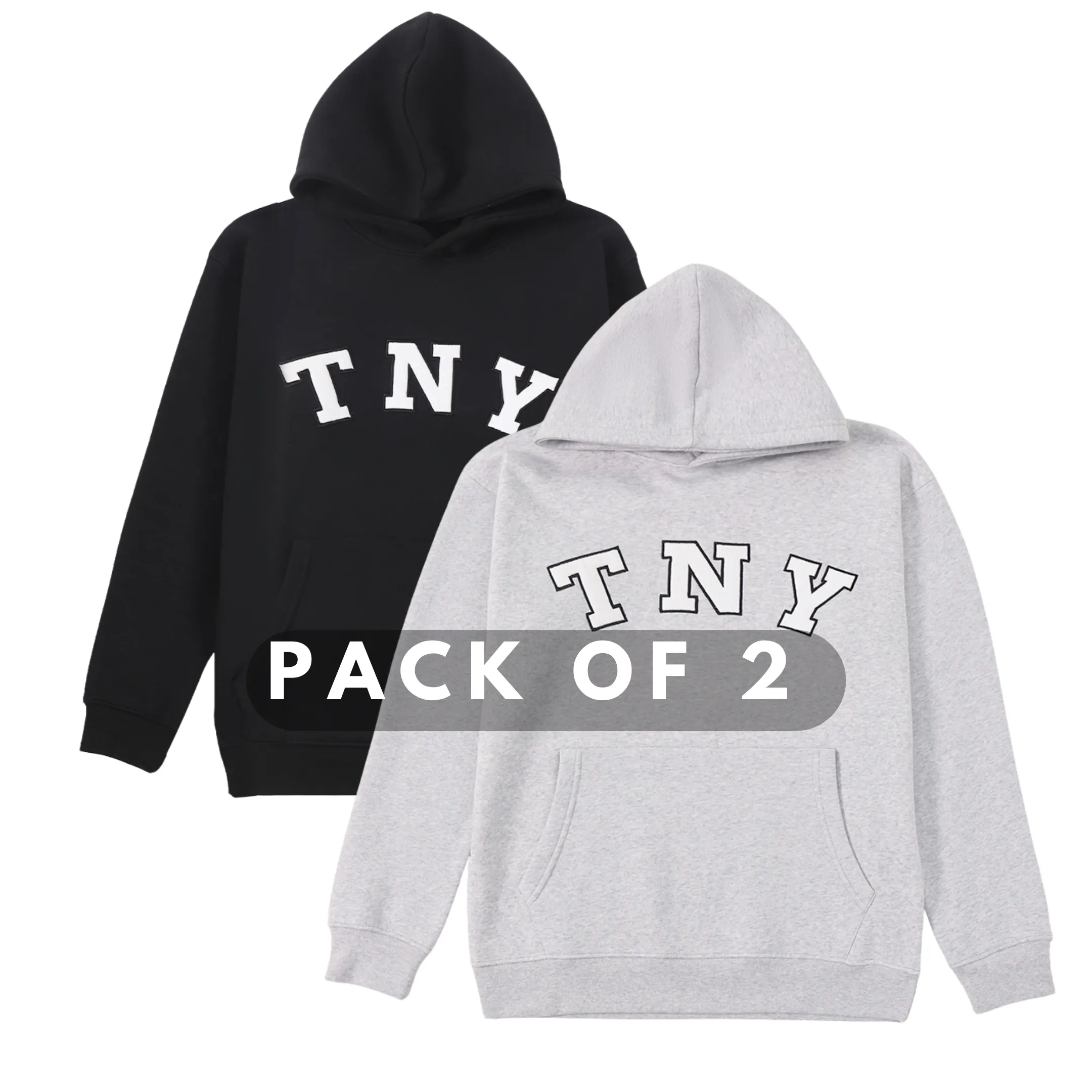 PACK OF 2 TNY Unisex Oversized Hoodie - Black & Grey