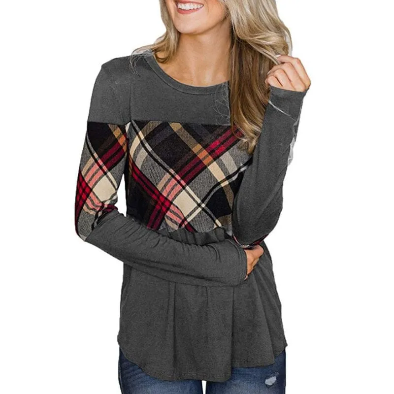 Paneled Color Contrast Long Sleeve T-Shirt