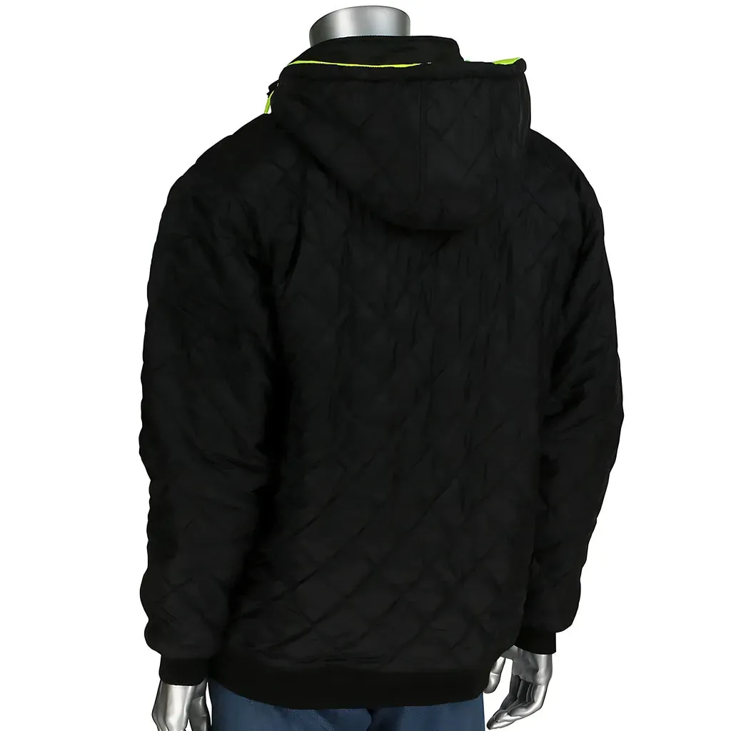 PIP 323-1400S-LY/5X ANSI Type R Class 3 Reversible Full Zip Hooded Sweatshirt with Black Bottom